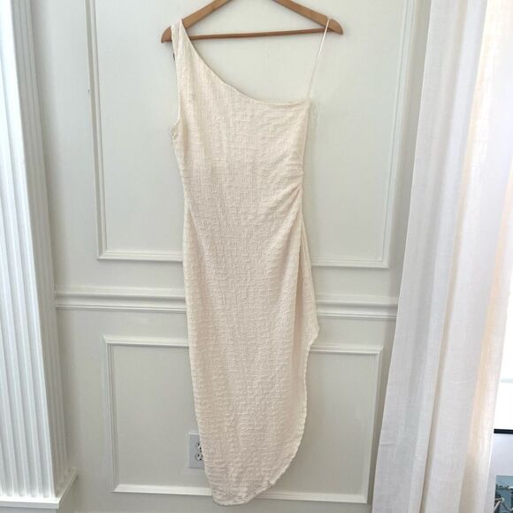 Revolve Likely Harley One Shoulder Asymmetrical Dress in Cream Size 10 NWT - Picture 9 of 11